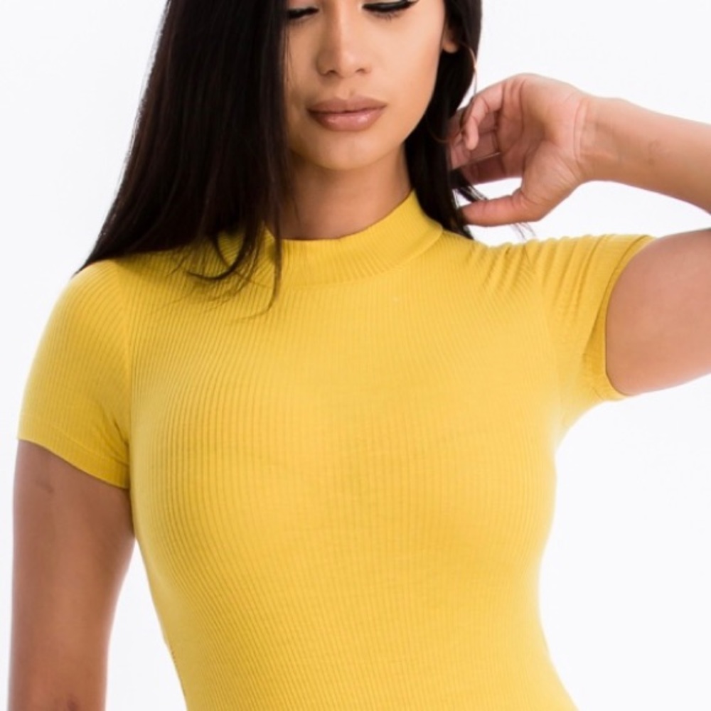 Mock Neck Ribbed Knit Body Suit - Picture 3 of 3